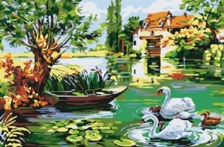 Картина по номерам CX 3634 Мельница и лебеди 20x30 см