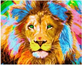 Картина по номерам Paintboy GX 28489 (GX 27489_2) Зеленоглазый лев 40х50 см