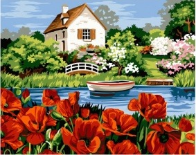 Картина по номерам Paintboy GX 32056 Лодка в деревенской реке 40x50 см