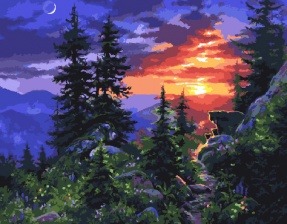 Картина по номерам Paintboy GX 29849 Еловый закат 40x50 см