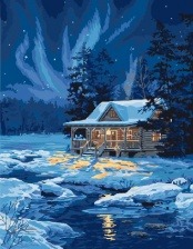 Картина по номерам Paintboy GX 7415 Огни у замерзшей реки 40x50 см
