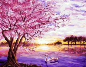 Картина по номерам Paintboy G 009 (GX 8061) Лебедь под сакурой 40x50 см