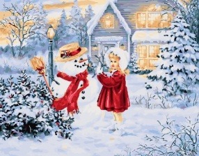 Картина по номерам Paintboy PK 16035 (GX 25750) Первый снеговик 40x50 см