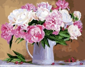Картина по номерам Paintboy GX 29775 Пионы в белом кувшине 40x50 см