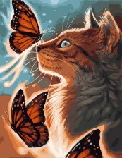 Картина по номерам Paintboy GX 31131 Бабочки и кошка 40x50 см