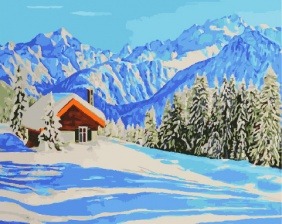 Картина по номерам Paintboy GX 31194 Заснеженный домик в горах 40x50 см