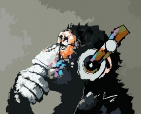 Картина по номерам Paintboy GX 8009 Шимпанзе-меломан 40x50 см