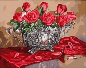 Картина по номерам Paintboy GX 34131 Алые розы на шелковой скатерти 40x50 см