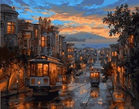 Картина по номерам Paintboy GX 8322 Ночной трамвай 40x50 см