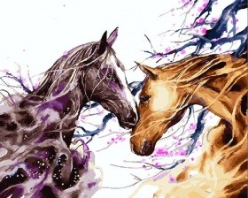 Картина по номерам Paintboy PK 24041 (GX 28148) Акварельные лошади 40x50 см