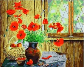 Картина по номерам Paintboy GX 34636 Букет маков на террасе 40х50 см