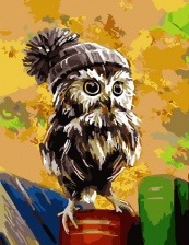 Картина по номерам Paintboy GX 31649 Совёнок в шапке с помпоном 40x50 см