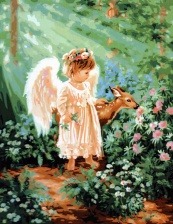 Картина по номерам Paintboy GX 21471 Ангелок и олененок 40x50 см