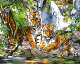 Картина по номерам Paintboy GX 33783 Тигрята у воды 40x50 см