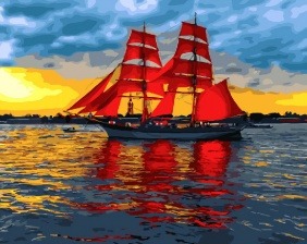 Картина по номерам Paintboy GX 30830 Алые паруса на реке 40x50 см