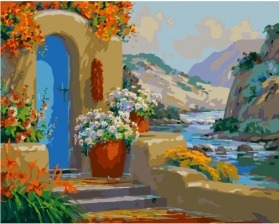Картина по номерам Paintboy PK 41090 Цветник у южного домика 40x50 см