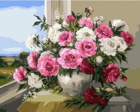 Картина по номерам Paintboy GX 9418 Пионы у окна 40x50 см