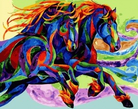 Картина по номерам Paintboy GX 30840 Радужные лошади 40x50 см