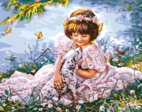 Картина по номерам Paintboy GX 8553 Девочка с далматинцем 40х50 см