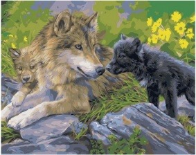 Картина по номерам Paintboy GX 29990 Красивая волчица с волчатами 40х50 см