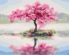 Картина по номерам Paintboy GX 34108 Цветущее дерево посреди озера 40x50 см