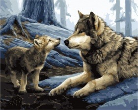 Картина по номерам Paintboy PK 38078 Волк и волчёнок 40x50 см