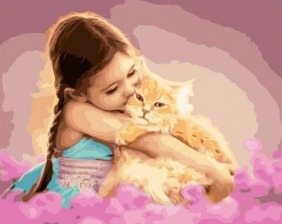 Картина по номерам Paintboy GX 32865 Пушистый котик и девочка 40x50 см