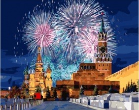 Картина по номерам Paintboy GX 32062 Завораживающий салют на Красной площади 40x50 см