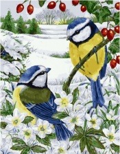 Картина по номерам Paintboy GX 27890 Зимние синички 40x50 см