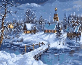 Картина по номерам Paintboy GX 7612 Зима на хуторе 40х50 см