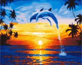 Картина по номерам Paintboy PK 38024 Дельфины на закате 40x50 см