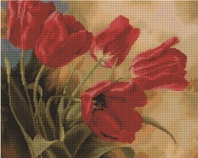 Алмазная мозаика GF 637 Красные тьльпаны 40x50 см
