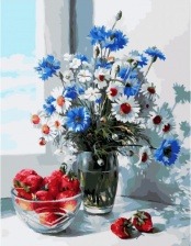 Картина по номерам Paintboy GX 30291 Клубника и полевой букет 40x50 см