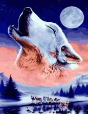 Картина по номерам Paintboy GX 27404 Волк под луной 40x50 см