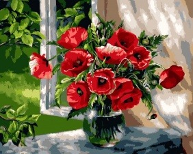 Картина по номерам Paintboy GX 9298 Маки на окне 40x50 см