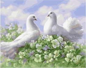 Картина по номерам Paintboy GX 31669 Свадебные голуби на букете 40х50 см