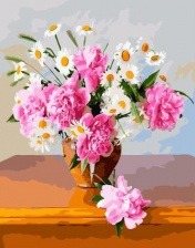 Картина по номерам Paintboy GX 32839 Ромашки и пионы 40x50 см