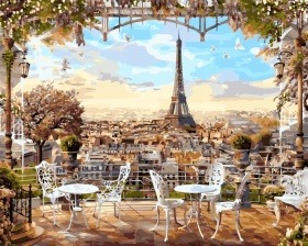 Картина по номерам Paintboy GX 8876 Кафе с видом на Эйфелеву башню 40x50 см