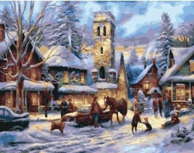Картина по номерам Paintboy GX 22538 Зима в деревне 40x50 см