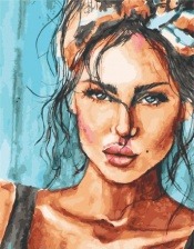 Картина по номерам Paintboy PK 38019 Смуглая брюнетка с повязкой 40x50 см