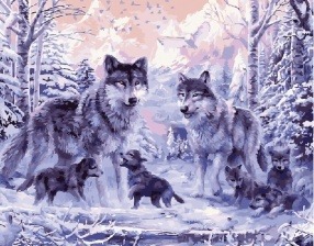 Картина по номерам Paintboy GX 8366 Волки с волчатами 40x50 см