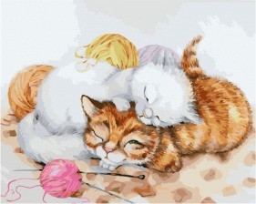 Картина по номерам Paintboy GX 33904 Спящие в клубках котята 40x50 см