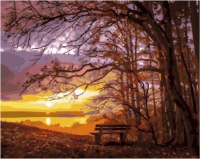 Картина по номерам Paintboy GX 33939 Скамейка у осеннего леса 40x50 см
