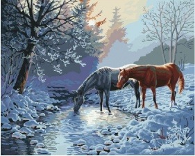 Картина по номерам Paintboy GX 7013 Зимой на водопое 40x50 см