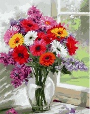 Картина по номерам Paintboy GX 26110 Герберы в прозрачной вазе 40x50 см