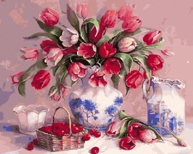 Картина по номерам Paintboy GX 5418 Тюльпаны и вишни 40x50 см
