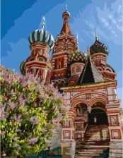 Картина по номерам Paintboy GX 31836 Храм Василия Блаженного солнечной весной 40x50 см