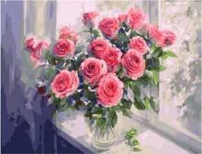 Картина по номерам Paintboy GX 27776 Свежие розы на подоконнике 40х50 см