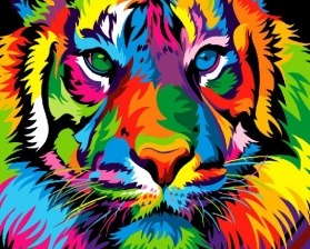 Картина по номерам Paintboy GX 27378 Разноцветный тигр 40x50 см