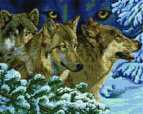 Алмазная мозаика GF 2522 Волки в еловом лесу 40x50 см